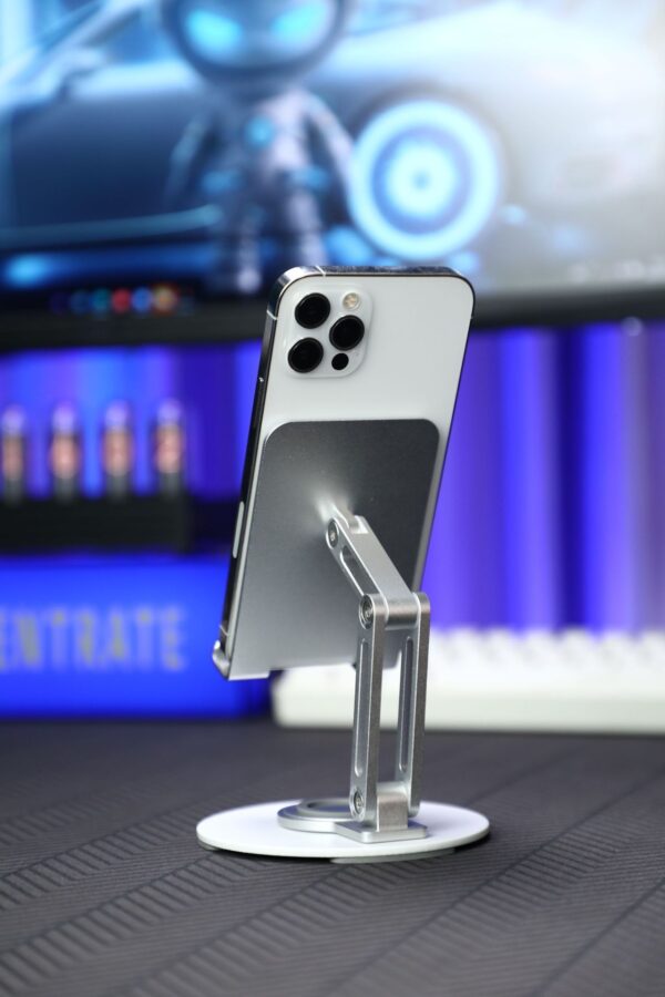 SpinDock™ Mini — Compact 360° Rotating Phone/Tablet Stand (Metal + Silicone)