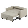 2 Seater Sofa Bed With Cup Holders, Pull Out Sleeper Sofa Convertible Fabric Sofa Chair Foldable Bed Settee For Living Room Apartment Mall Space, Beige