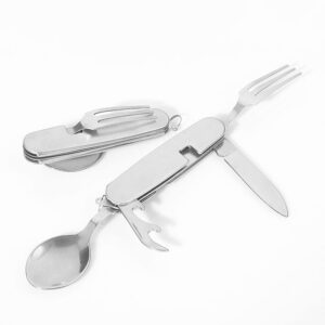 TrailBite™ 4-in-1 Multifunction Folding Detachable Cutlery — Knife • Fork • Spoon • Can Opener
