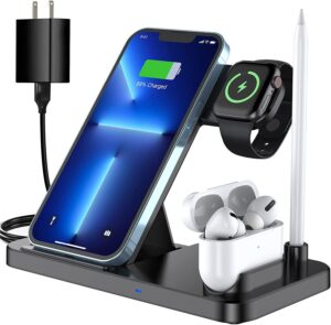 4-in-1 Wireless Charging Station with QC3.0 Fast Charge (Black/White)