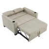 2 Seater Sofa Bed With Cup Holders, Pull Out Sleeper Sofa Convertible Fabric Sofa Chair Foldable Bed Settee For Living Room Apartment Mall Space, Beige