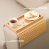 SofaFlex™ Bamboo Armrest Tray — Foldable Couchside Snack & Drink Holder (Natural Wood)