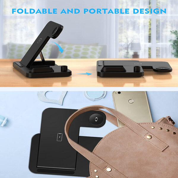 4-in-1 Wireless Charging Station with QC3.0 Fast Charge (Black/White)