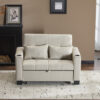 2 Seater Sofa Bed With Cup Holders, Pull Out Sleeper Sofa Convertible Fabric Sofa Chair Foldable Bed Settee For Living Room Apartment Mall Space, Beige