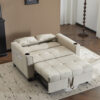 2 Seater Sofa Bed With Cup Holders, Pull Out Sleeper Sofa Convertible Fabric Sofa Chair Foldable Bed Settee For Living Room Apartment Mall Space, Beige