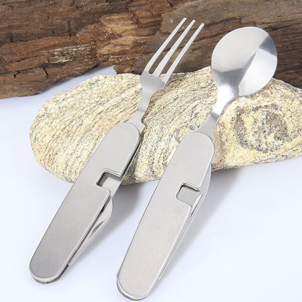 TrailBite™ 4-in-1 Multifunction Folding Detachable Cutlery — Knife • Fork • Spoon • Can Opener